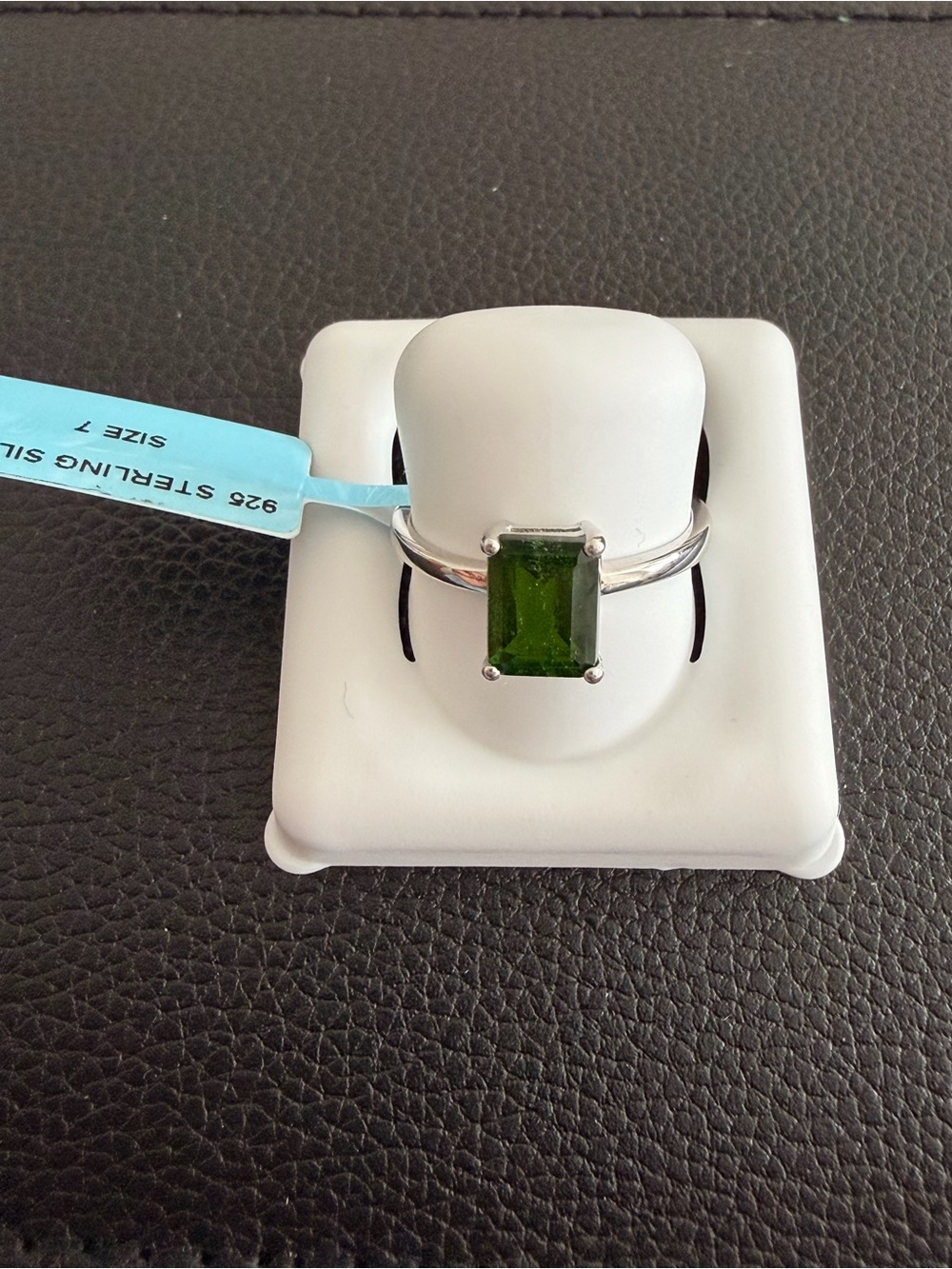 Sterling Silver Chrome Diopside Emerald-Cut Ring - Size 7
